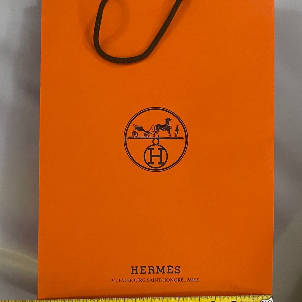 Hermes Orange Shopping Bag EMPTY approx 4" wide, 11 inches long, and 17"